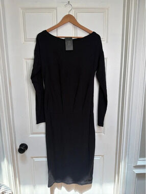 Pepe Runa Black Dress Large Long Sleeve